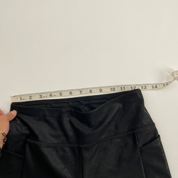 T by Talbots Black Crackle Embossed Faux Leather Moto Leggings Womens Size Small - Picture 6 of 9